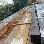 Ca. 28x Douglas balken fijnbezaagd, 100x100mm, lengte 350cm